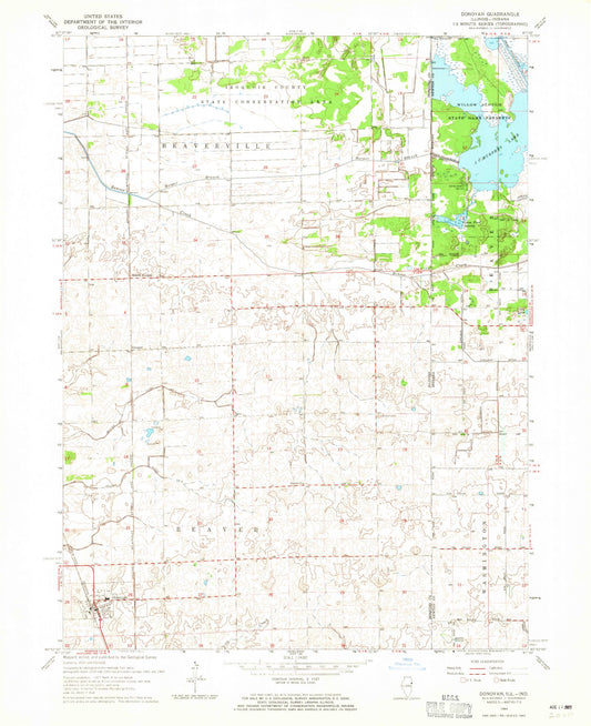Classic USGS Donovan Illinois 7.5'x7.5' Topo Map Image