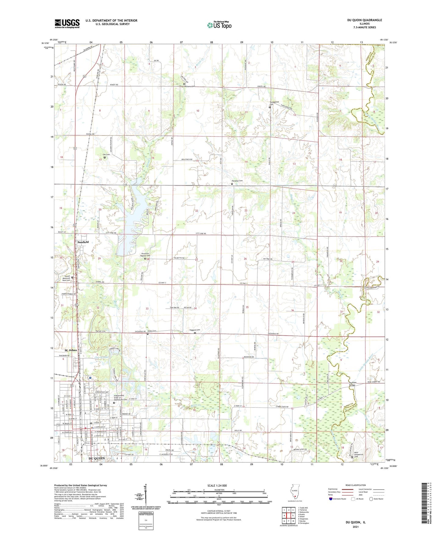 Du Quoin Illinois US Topo Map Image