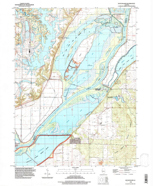 Classic USGS Duck Island Illinois 7.5'x7.5' Topo Map Image