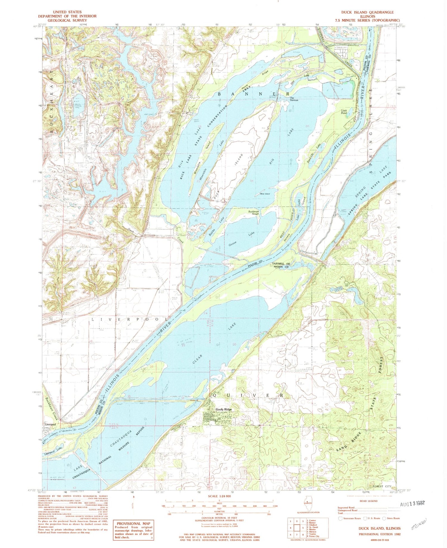 Classic USGS Duck Island Illinois 7.5'x7.5' Topo Map Image