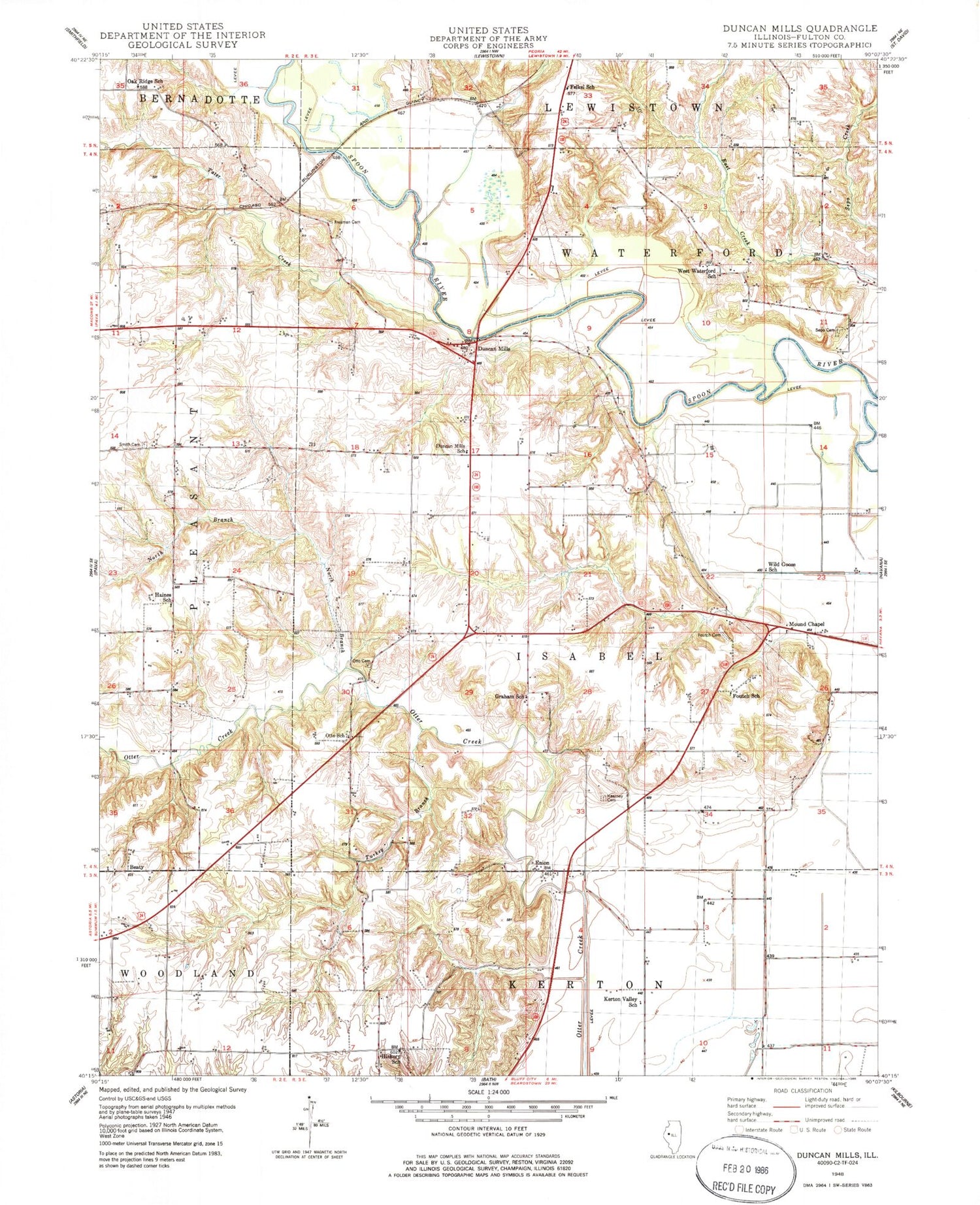 Classic USGS Duncan Mills Illinois 7.5'x7.5' Topo Map Image