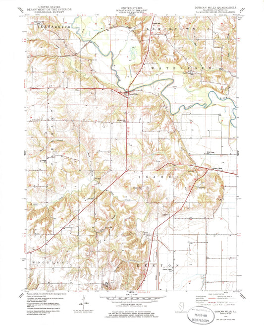 Classic USGS Duncan Mills Illinois 7.5'x7.5' Topo Map Image