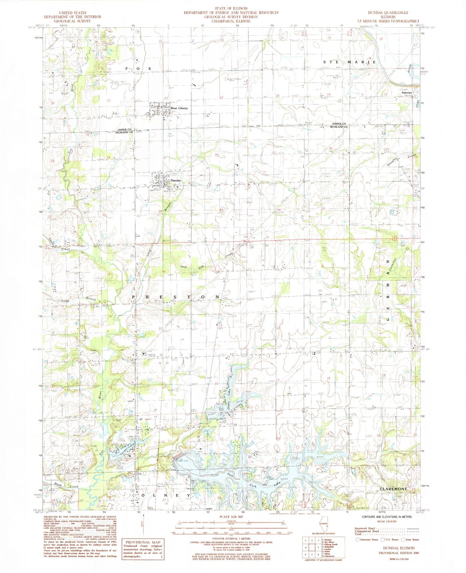 Classic USGS Dundas Illinois 7.5'x7.5' Topo Map Image