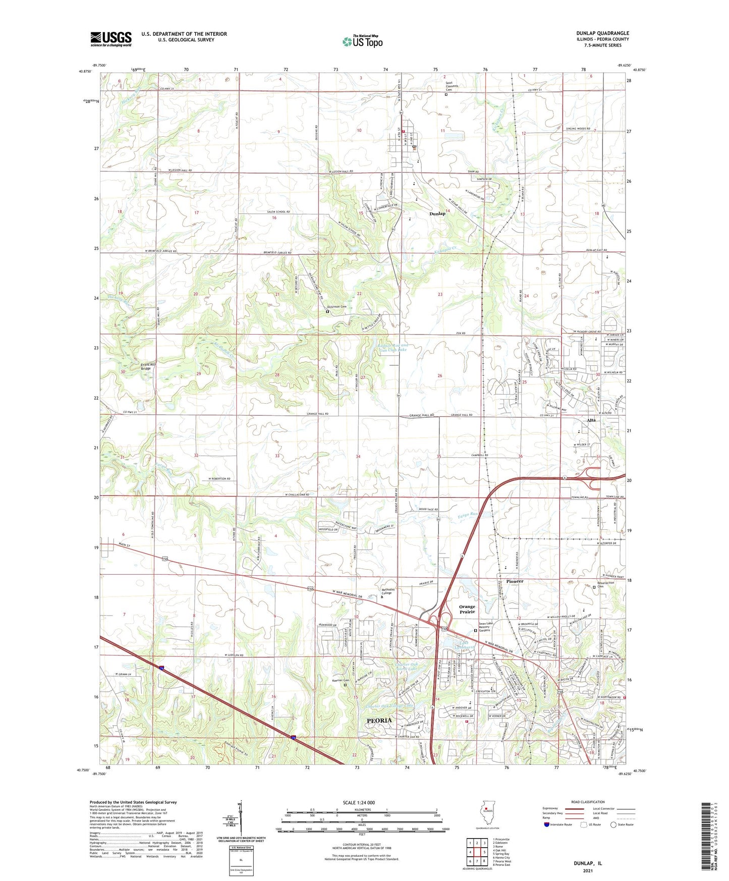 Dunlap Illinois US Topo Map Image