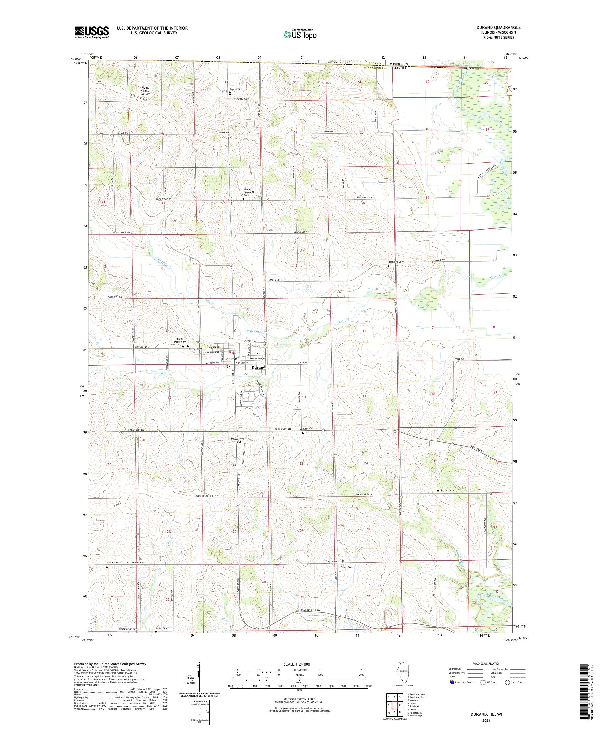 Durand Illinois US Topo Map – MyTopo Map Store