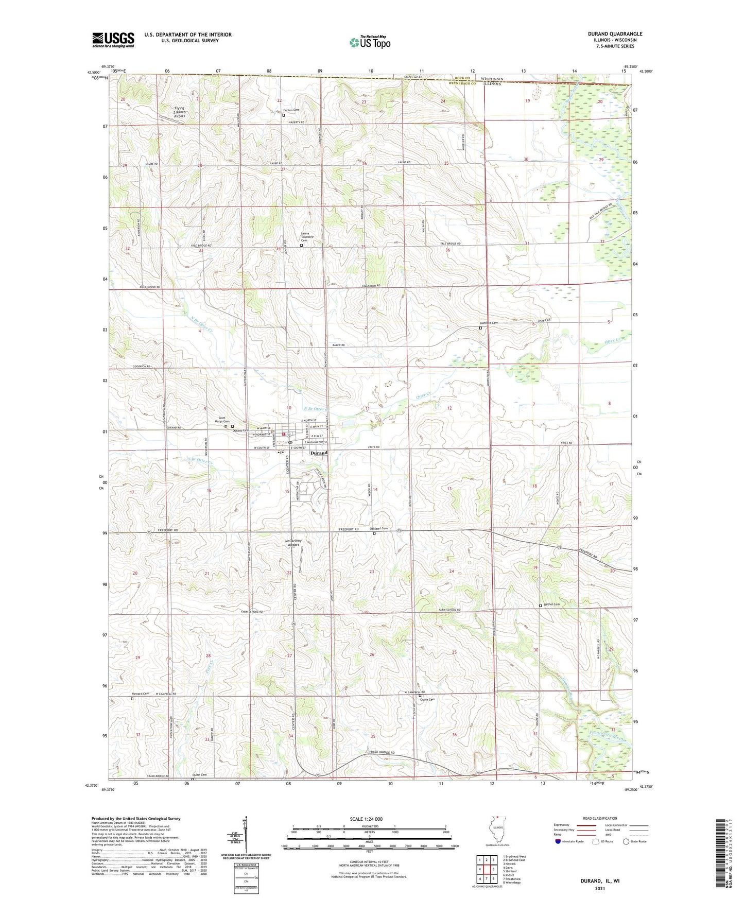 Durand Illinois US Topo Map Image