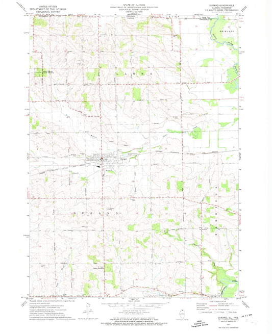Classic USGS Durand Illinois 7.5'x7.5' Topo Map Image