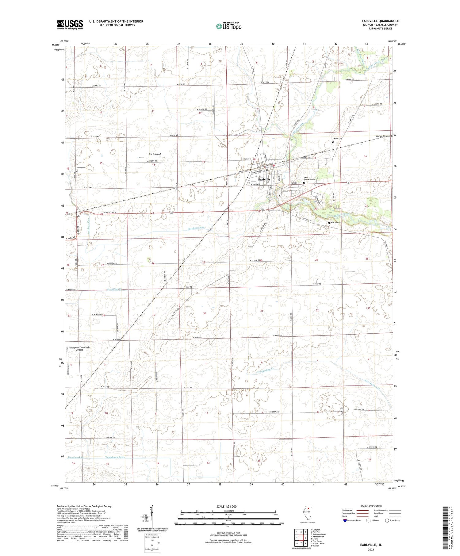 Earlville Illinois US Topo Map Image
