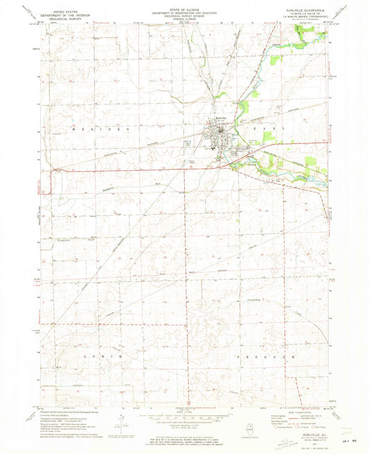 Classic USGS Earlville Illinois 7.5'x7.5' Topo Map Image