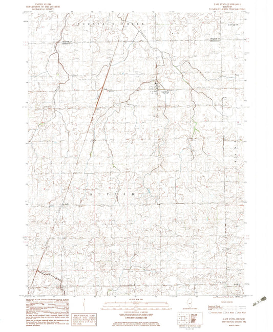 Classic USGS East Lynn Illinois 7.5'x7.5' Topo Map Image