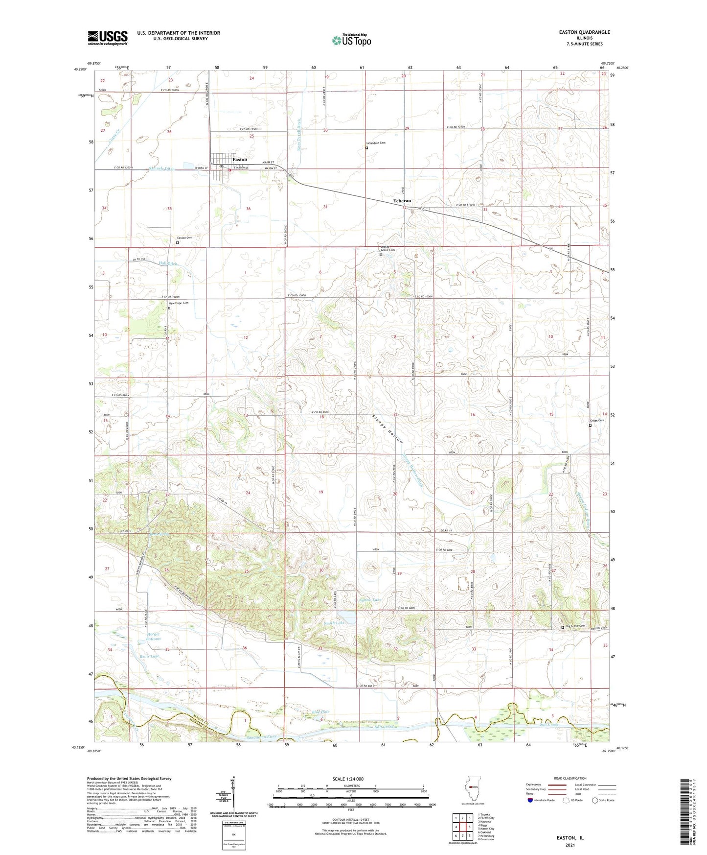 Easton Illinois US Topo Map Image