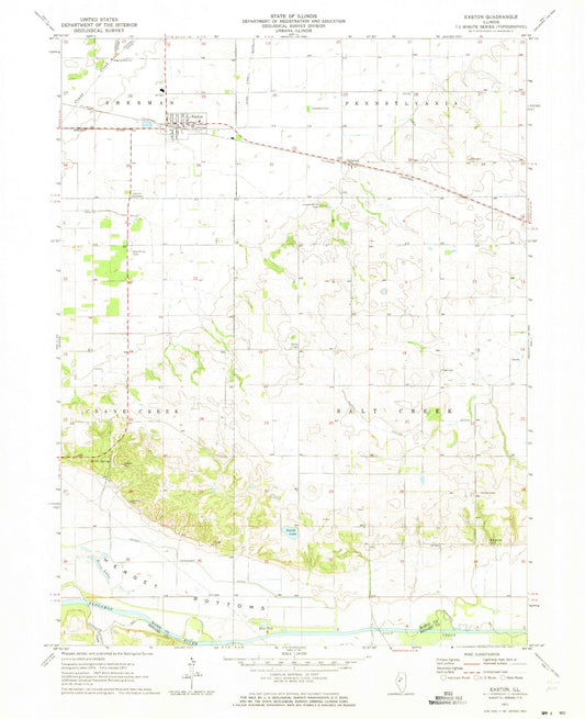 Classic USGS Easton Illinois 7.5'x7.5' Topo Map Image