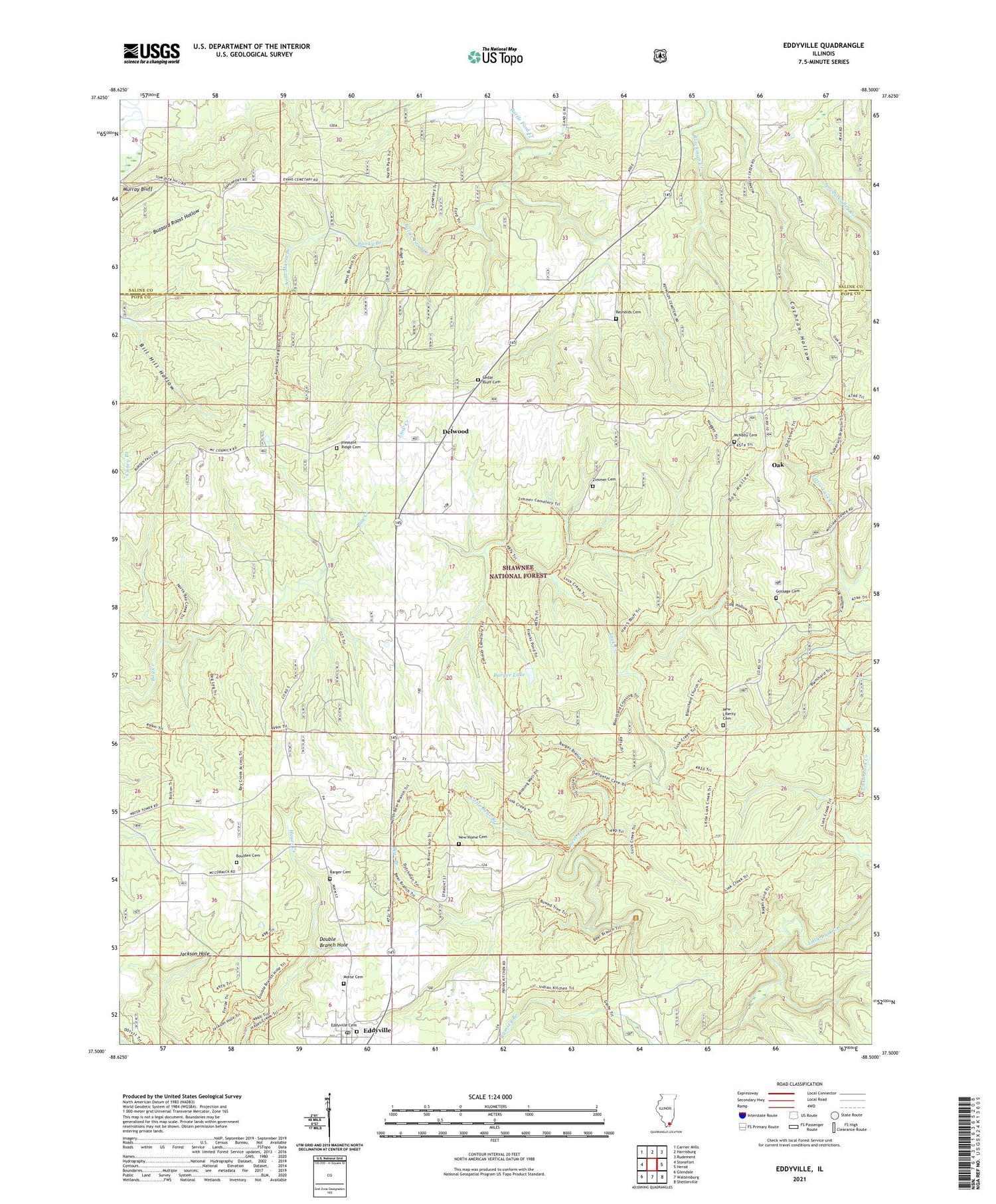 Eddyville Illinois US Topo Map Image