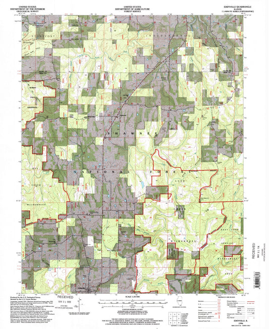 Classic USGS Eddyville Illinois 7.5'x7.5' Topo Map Image