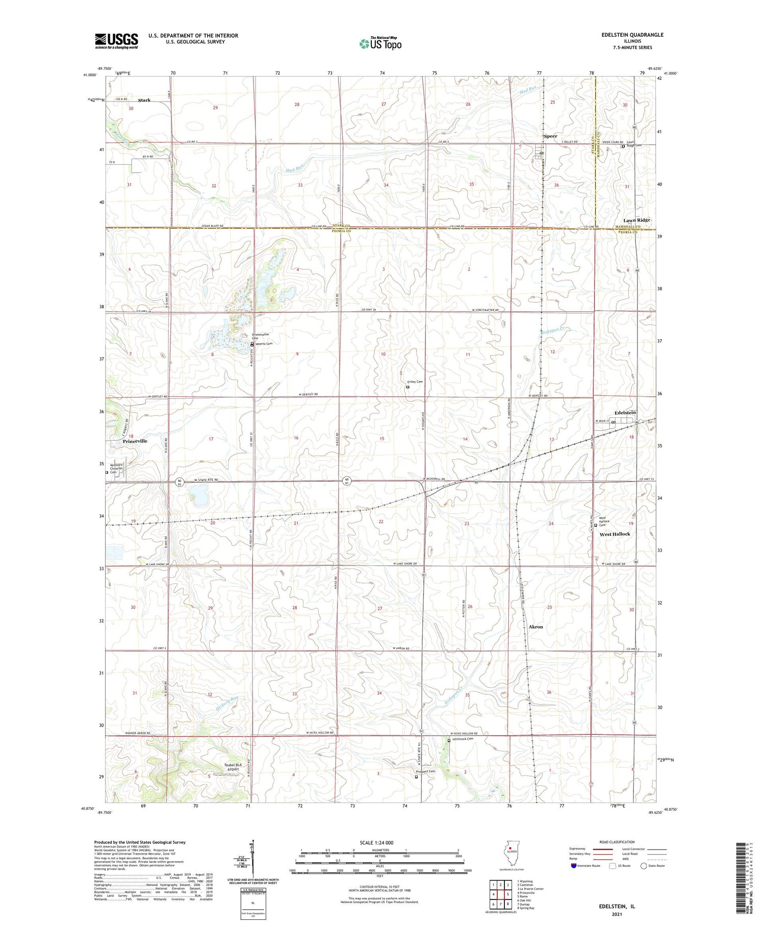 Edelstein Illinois US Topo Map Image