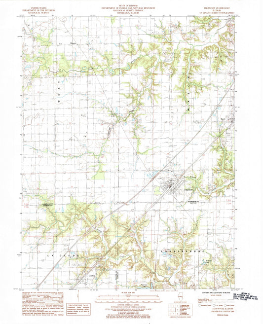 Classic USGS Edgewood Illinois 7.5'x7.5' Topo Map Image