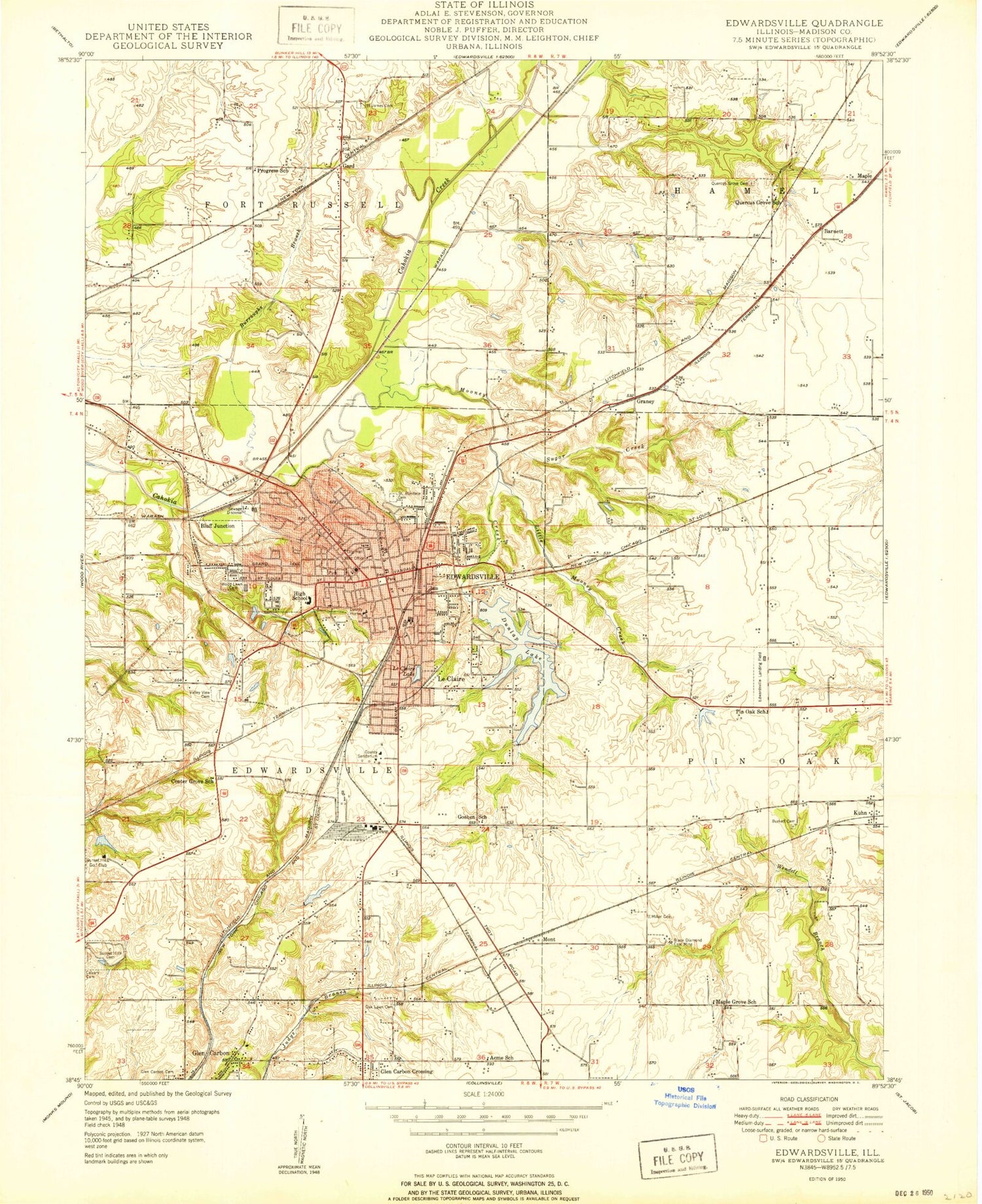 Classic USGS Edwardsville Illinois 7.5'x7.5' Topo Map Image