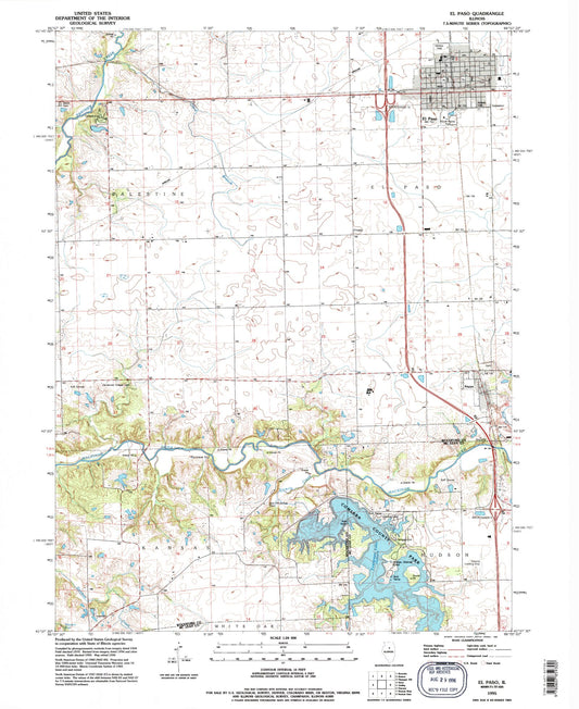 Classic USGS El Paso Illinois 7.5'x7.5' Topo Map Image