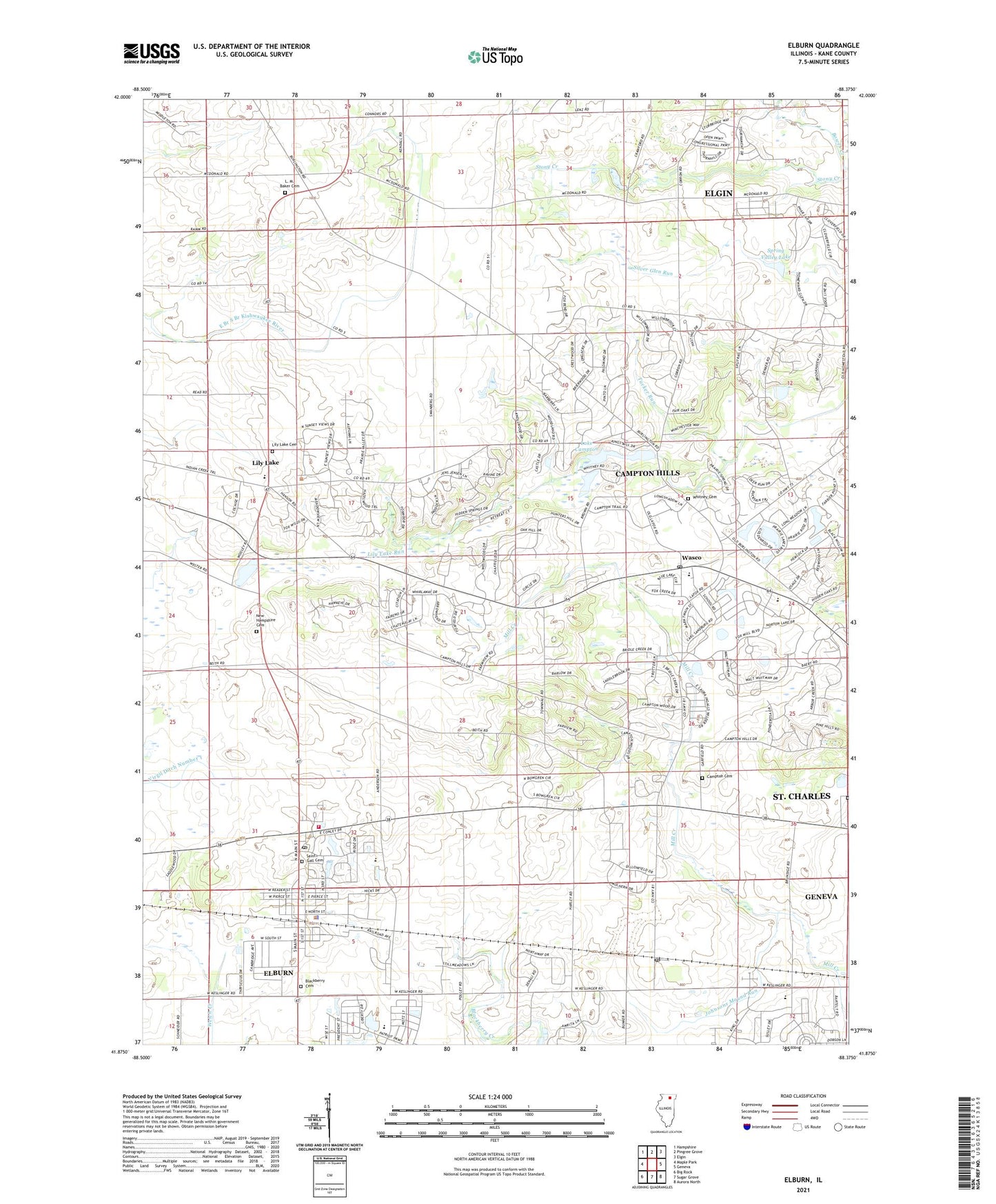 Elburn Illinois US Topo Map Image