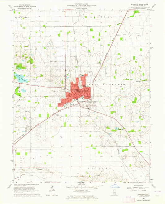 Classic USGS Eldorado Illinois 7.5'x7.5' Topo Map Image