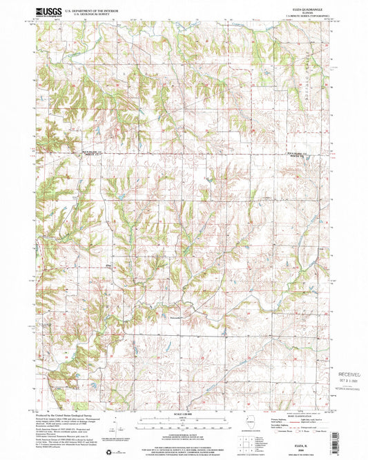 Classic USGS Eliza Illinois 7.5'x7.5' Topo Map Image