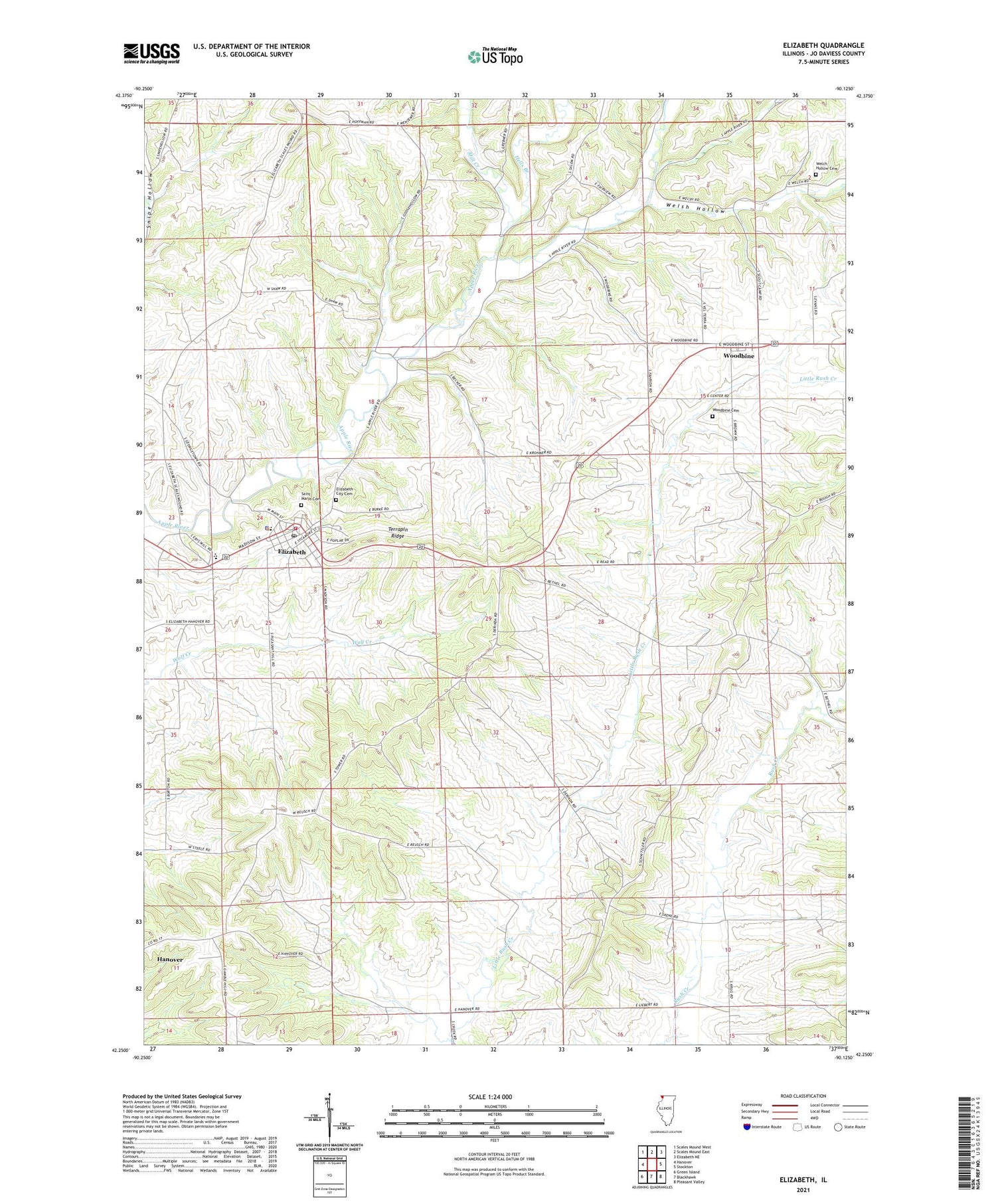 Elizabeth Illinois US Topo Map Image