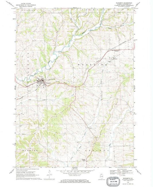 Classic USGS Elizabeth Illinois 7.5'x7.5' Topo Map Image