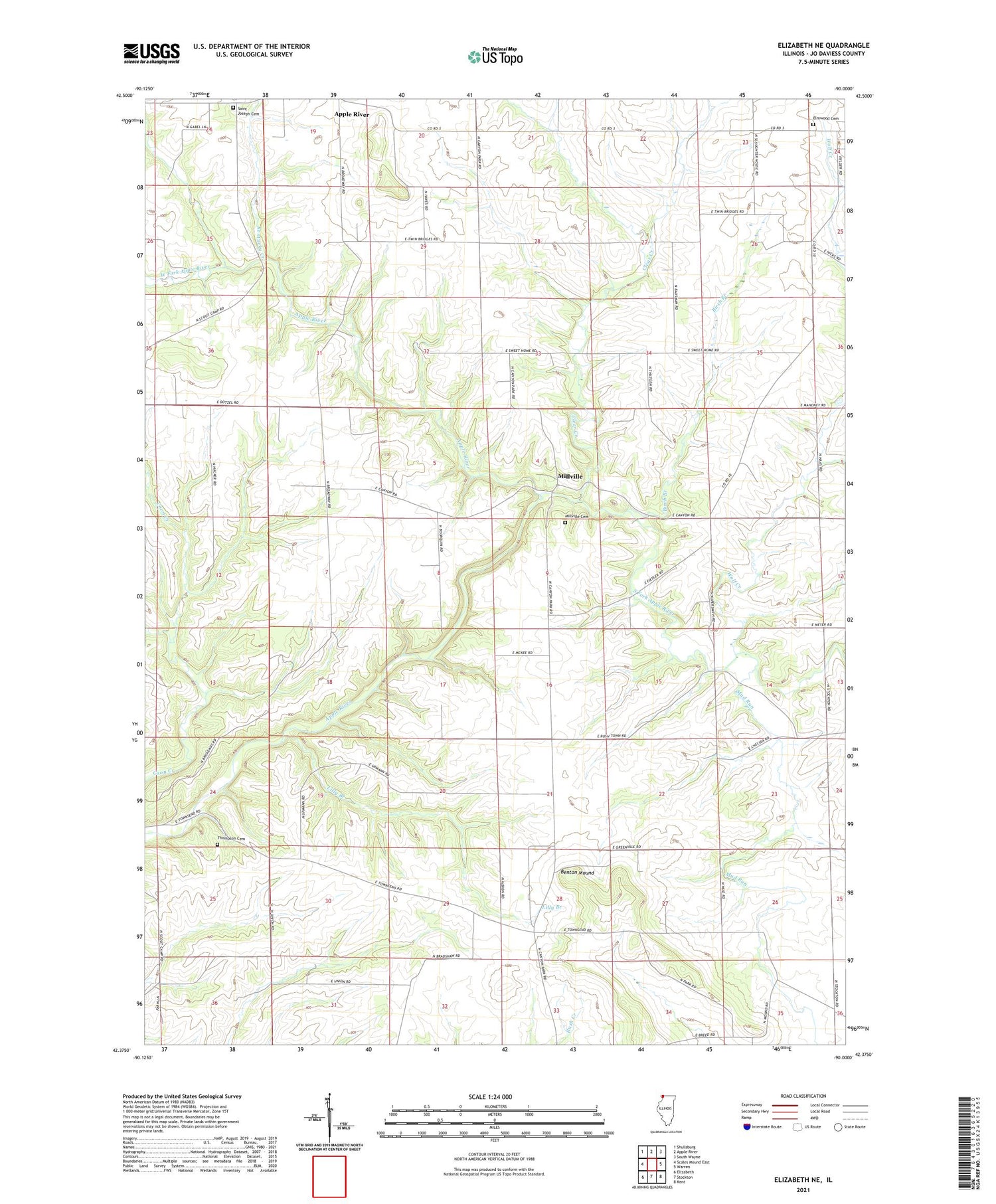 Elizabeth NE Illinois US Topo Map Image