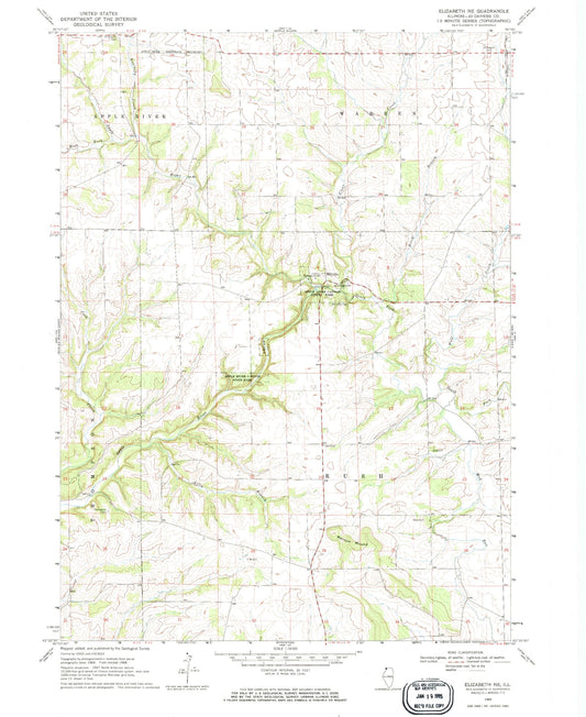 Classic USGS Elizabeth NE Illinois 7.5'x7.5' Topo Map Image