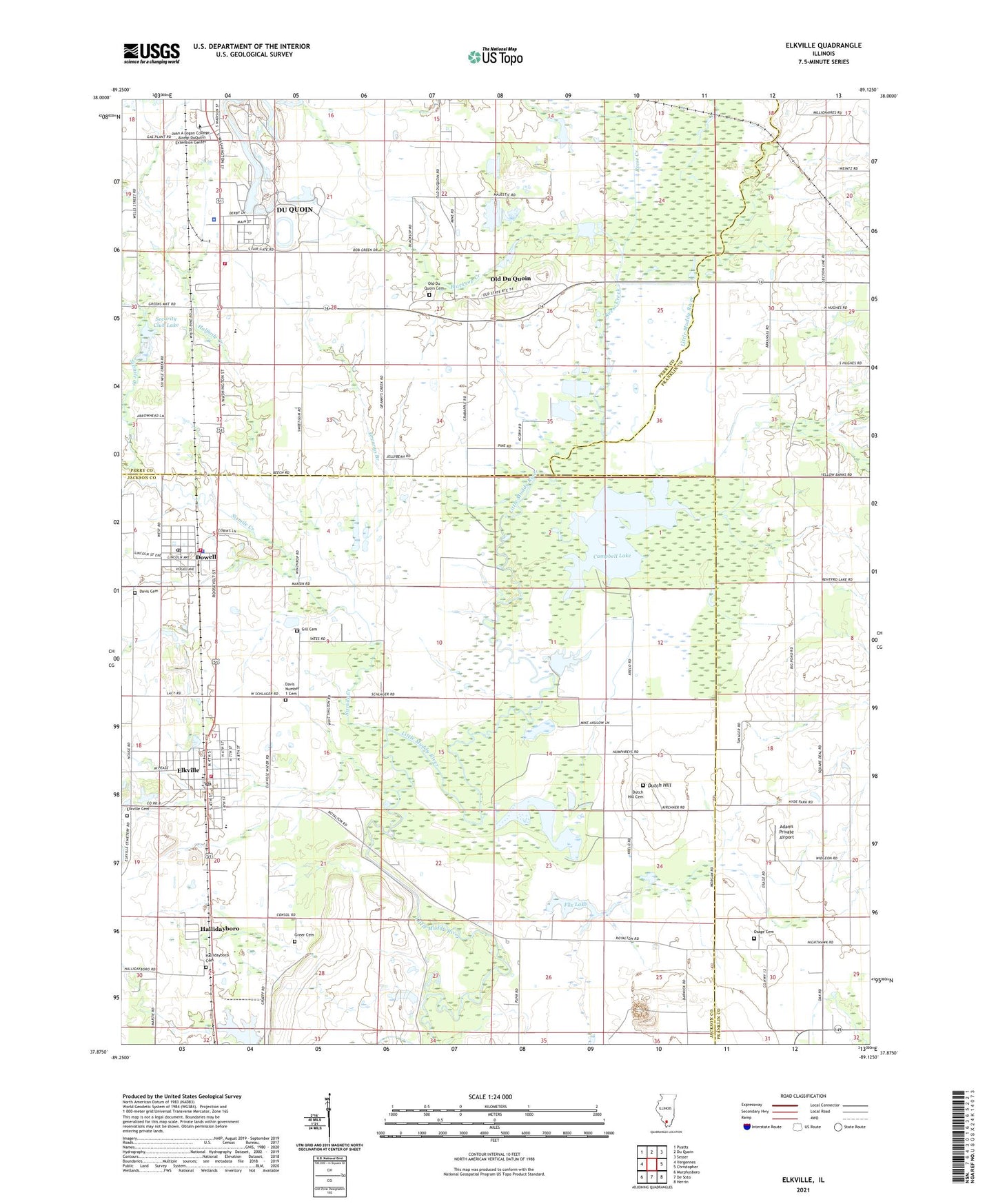 Elkville Illinois US Topo Map Image