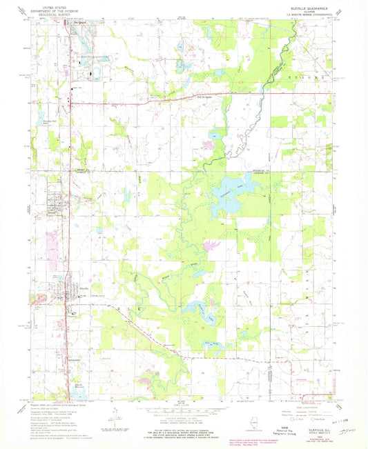 Classic USGS Elkville Illinois 7.5'x7.5' Topo Map Image