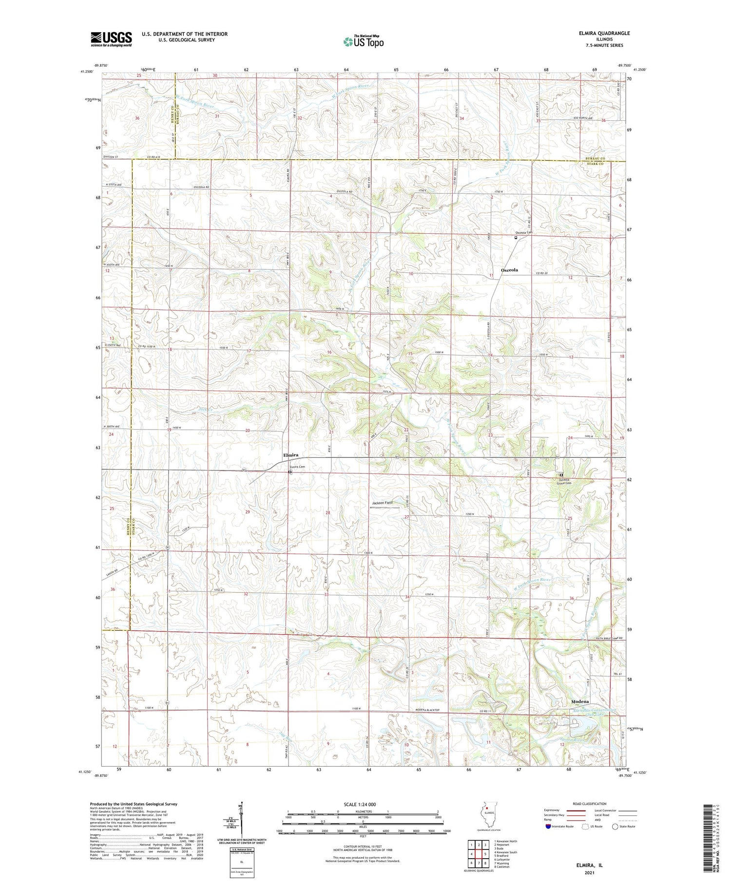 Elmira Illinois US Topo Map Image