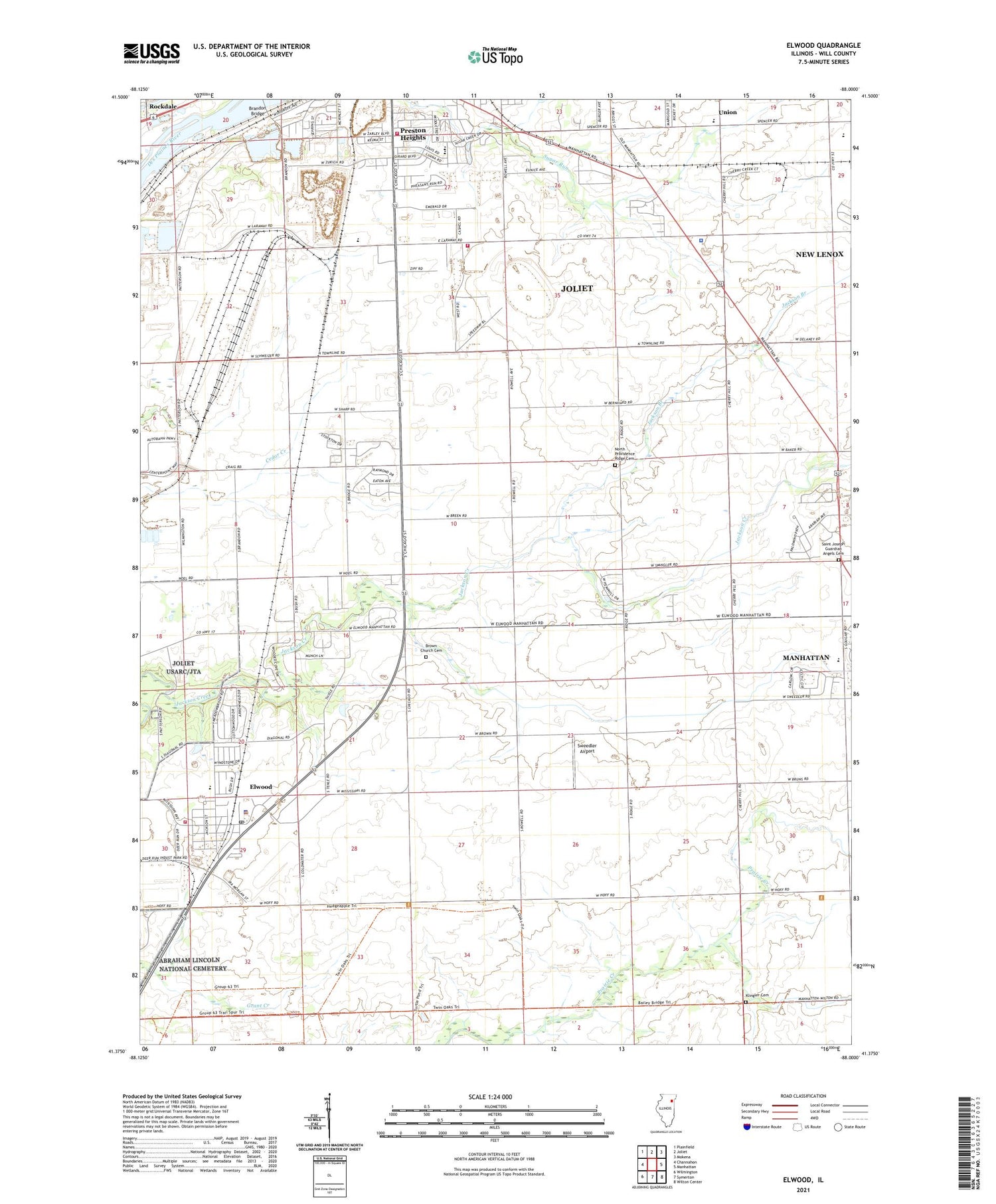 Elwood Illinois US Topo Map Image