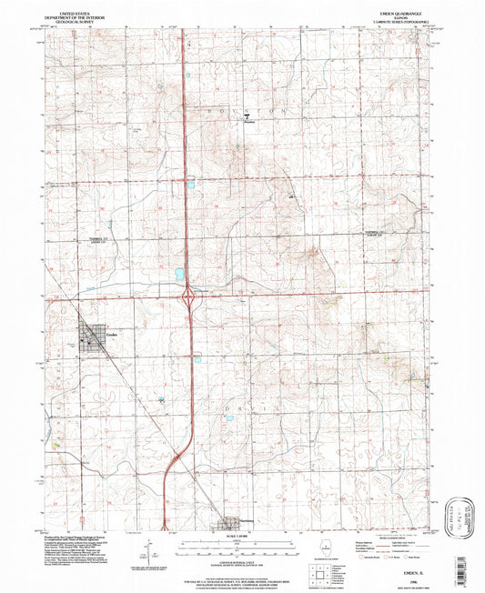Classic USGS Emden Illinois 7.5'x7.5' Topo Map Image