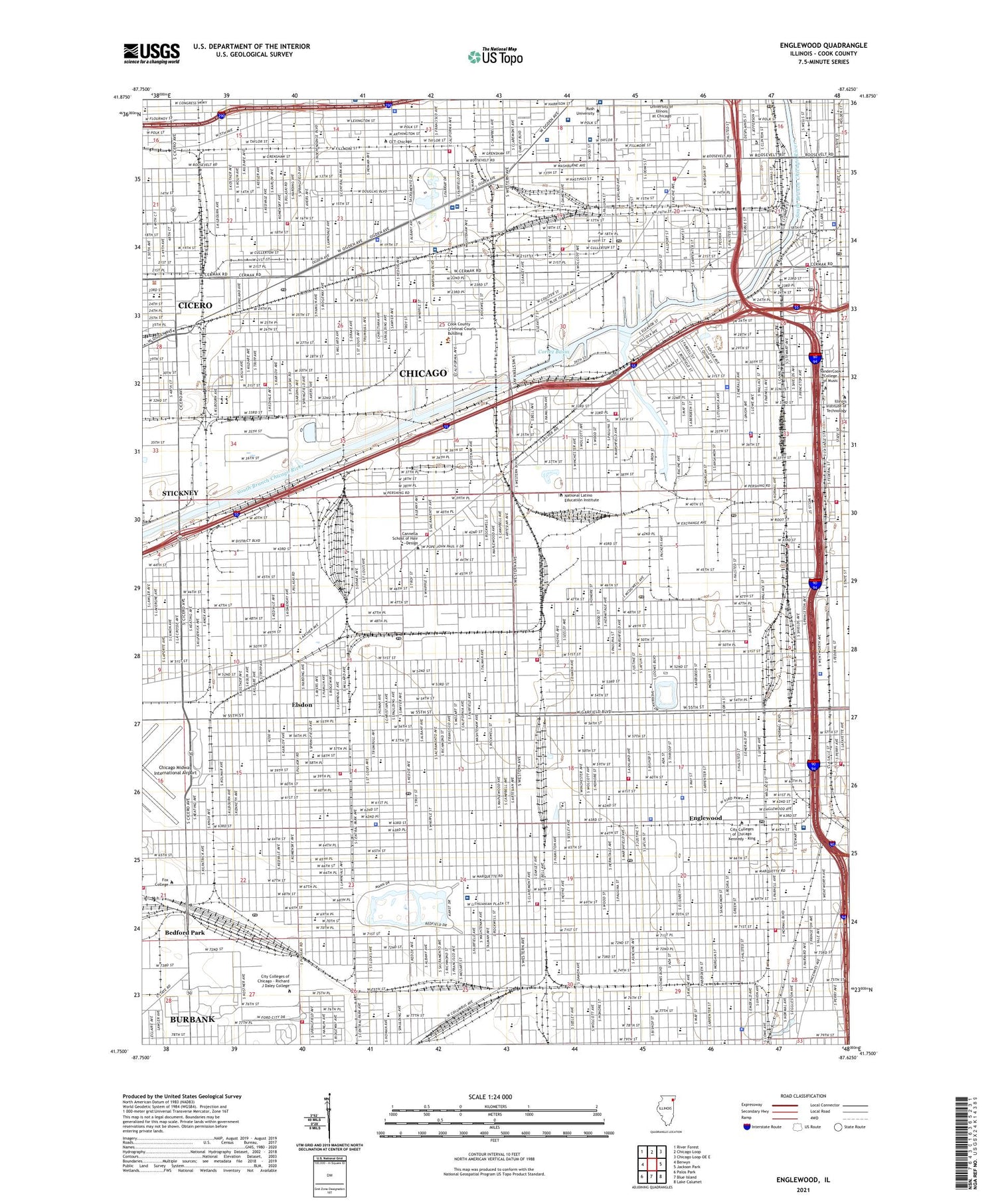 Englewood Illinois US Topo Map Image