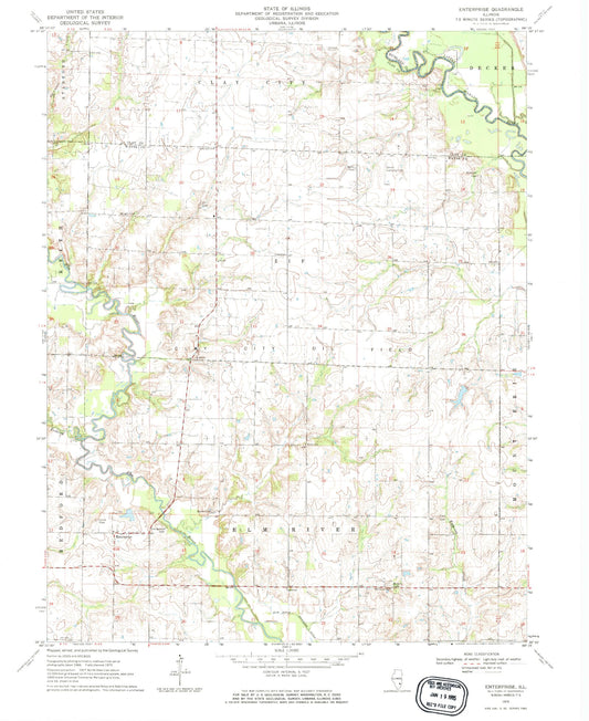 Classic USGS Enterprise Illinois 7.5'x7.5' Topo Map Image