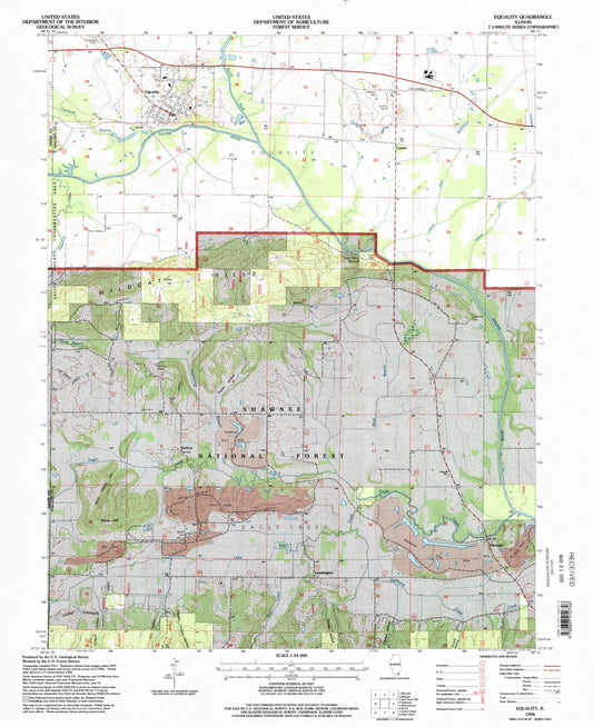 Classic USGS Equality Illinois 7.5'x7.5' Topo Map Image