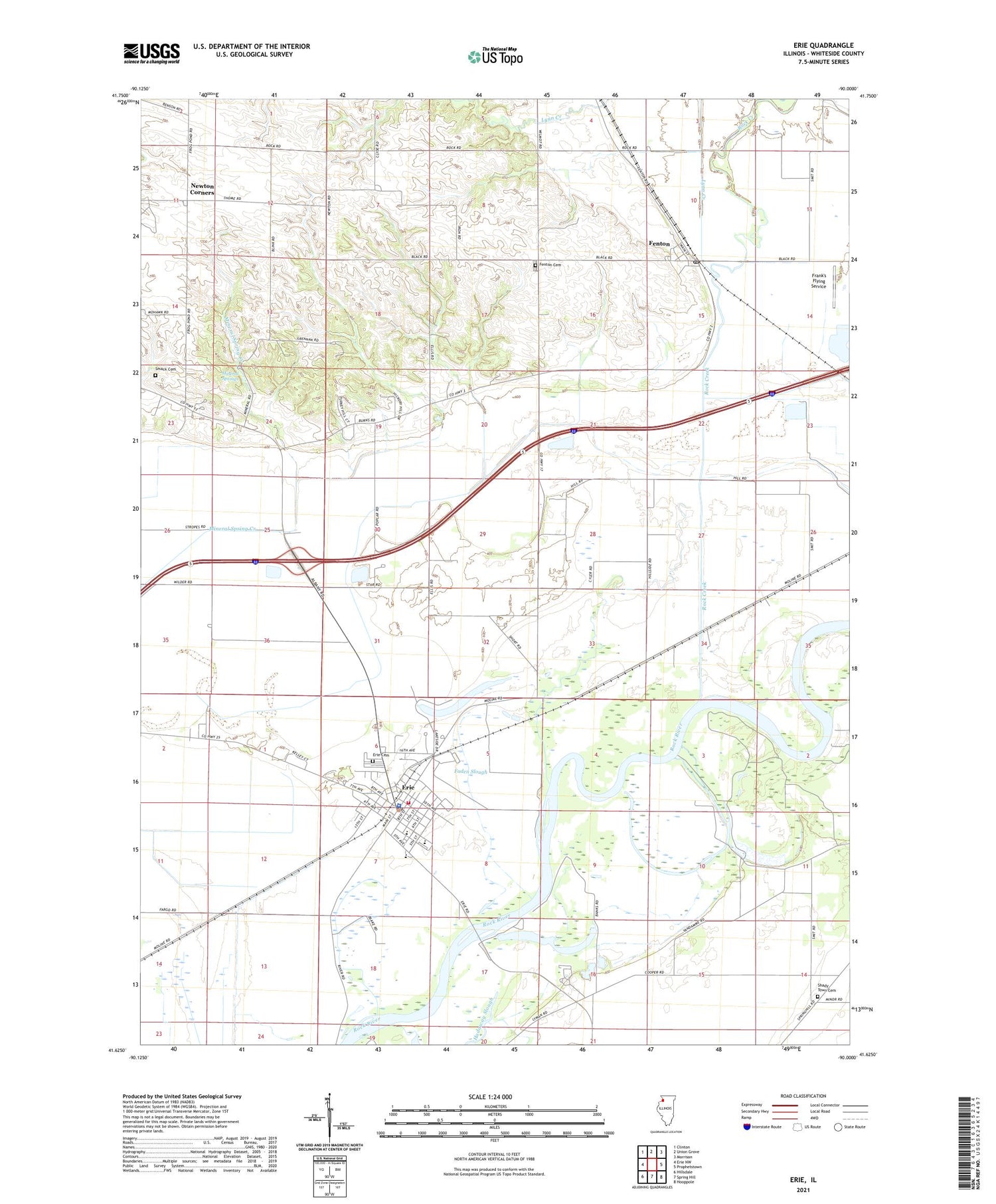 Erie Illinois US Topo Map Image