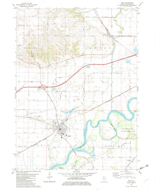 Classic USGS Erie Illinois 7.5'x7.5' Topo Map Image