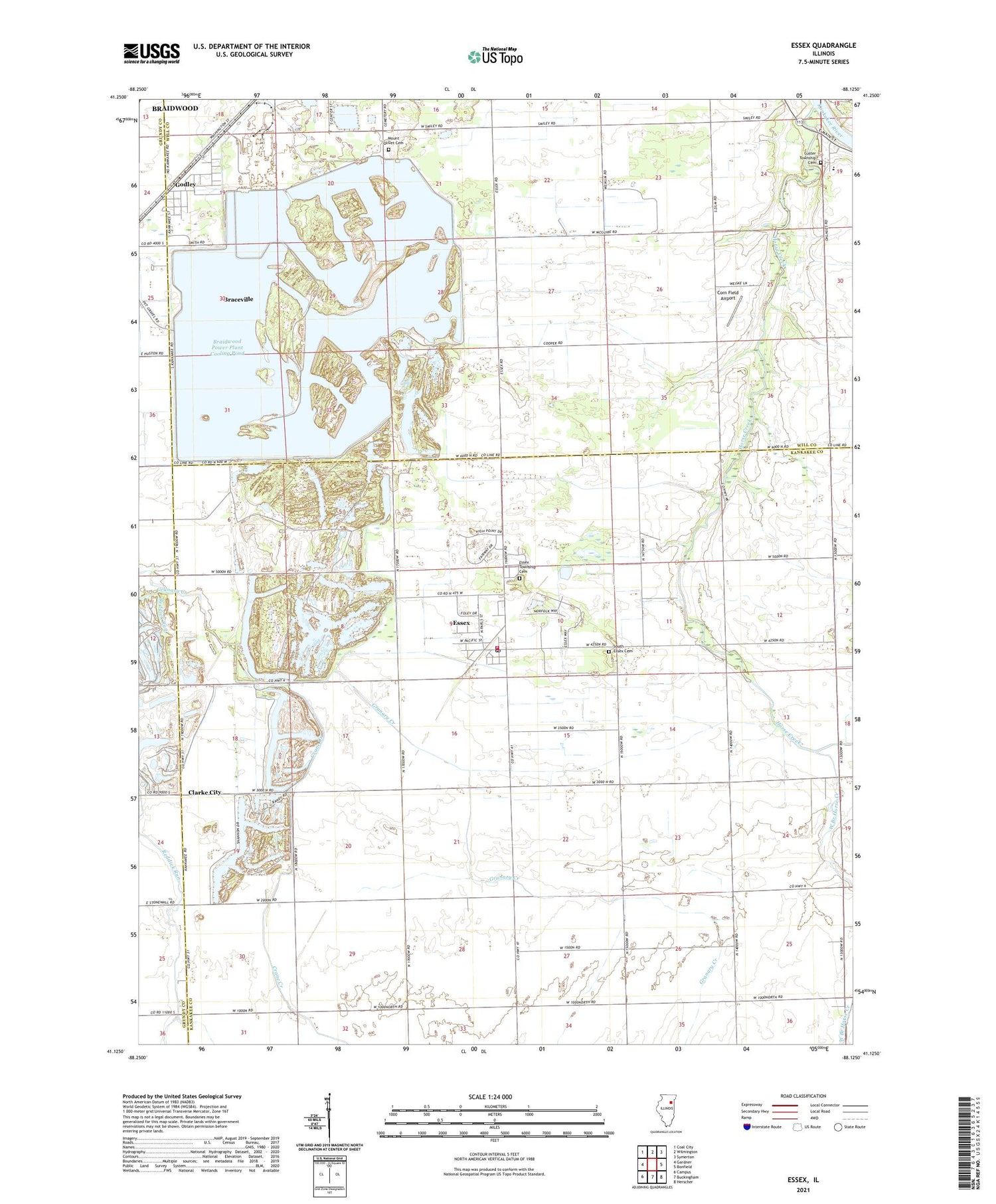 Essex Illinois US Topo Map Image