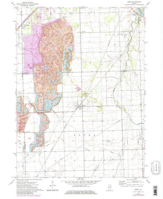 Classic USGS Essex Illinois 7.5'x7.5' Topo Map Image