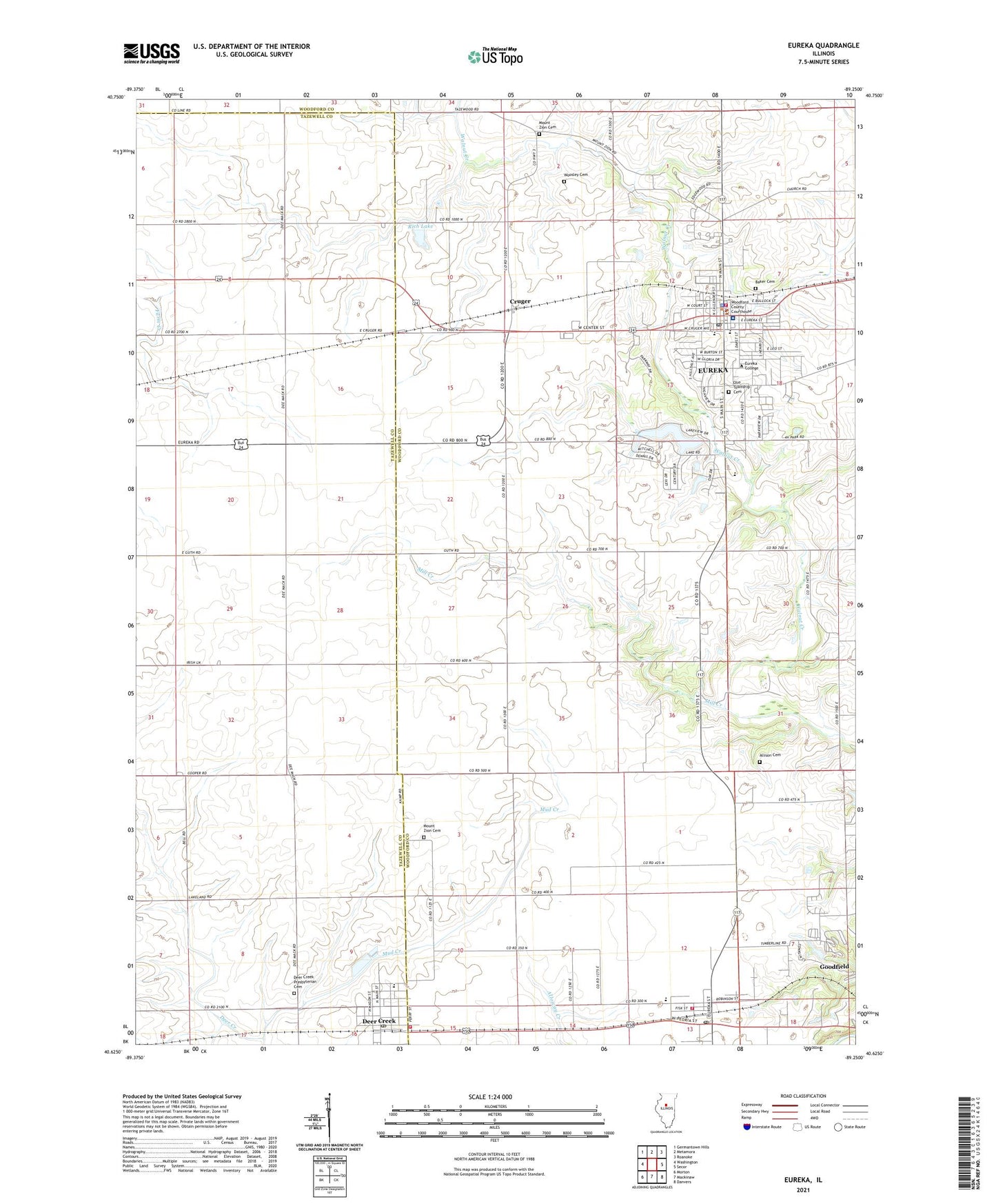 Eureka Illinois US Topo Map Image