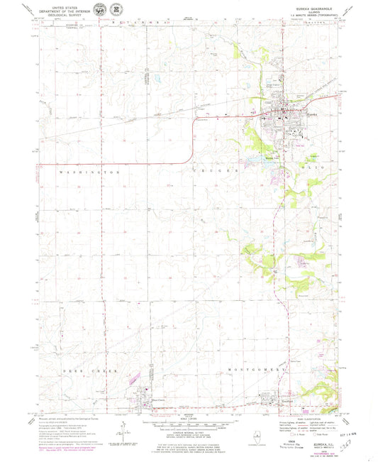 Classic USGS Eureka Illinois 7.5'x7.5' Topo Map Image