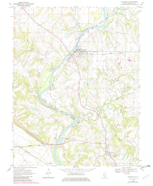 Classic USGS Evansville Illinois 7.5'x7.5' Topo Map Image