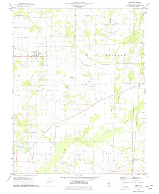 Classic USGS Ewing Illinois 7.5'x7.5' Topo Map Image