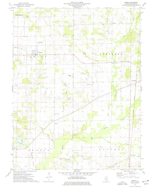 Classic USGS Ewing Illinois 7.5'x7.5' Topo Map Image