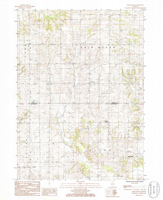 Classic USGS Fair Haven Illinois 7.5'x7.5' Topo Map Image