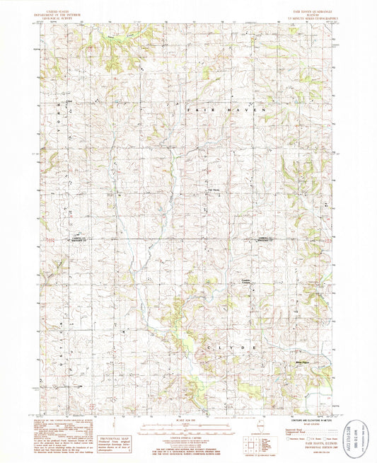 Classic USGS Fair Haven Illinois 7.5'x7.5' Topo Map Image