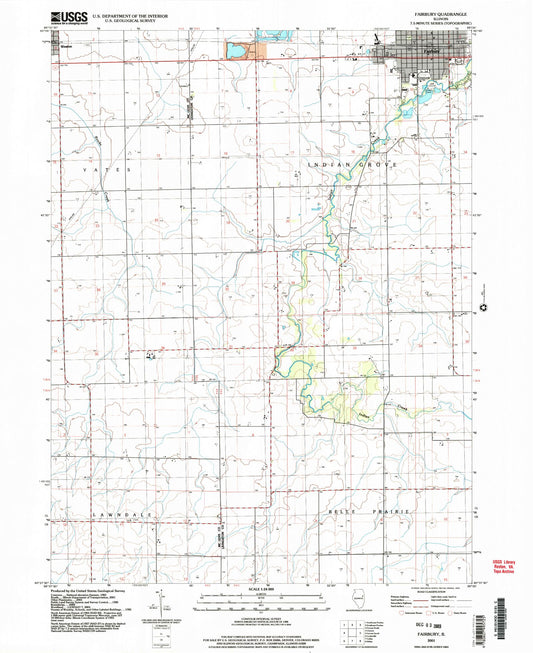 Classic USGS Fairbury Illinois 7.5'x7.5' Topo Map Image