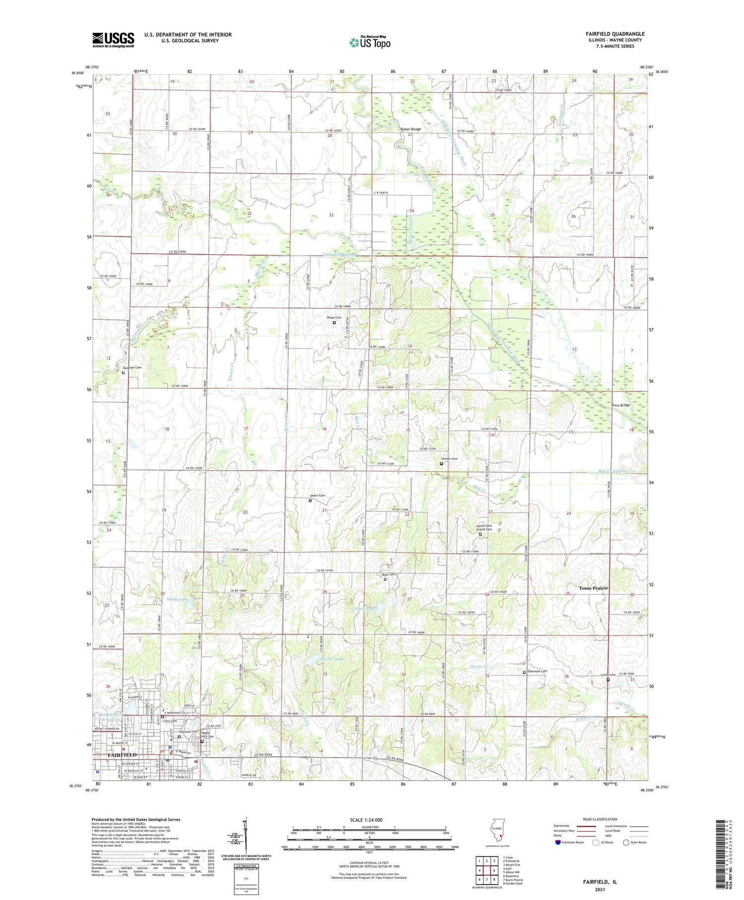 Fairfield Illinois US Topo Map Image